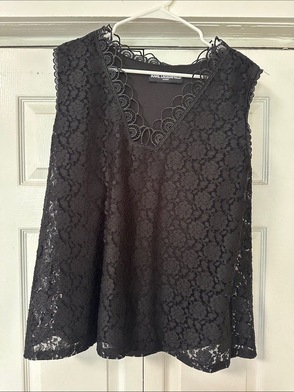 Karl Lagerfeld Black Lace V-Neck Camisole
